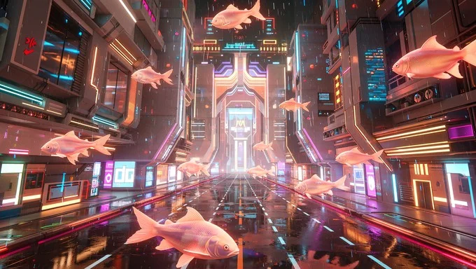 捕鱼达人赛博朋克霓虹深海场景